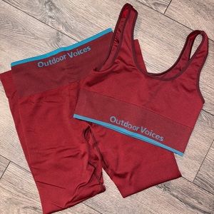 Outdoor Voices SeamlessRib Set - Square Neck Bra + 7/8 Leggings